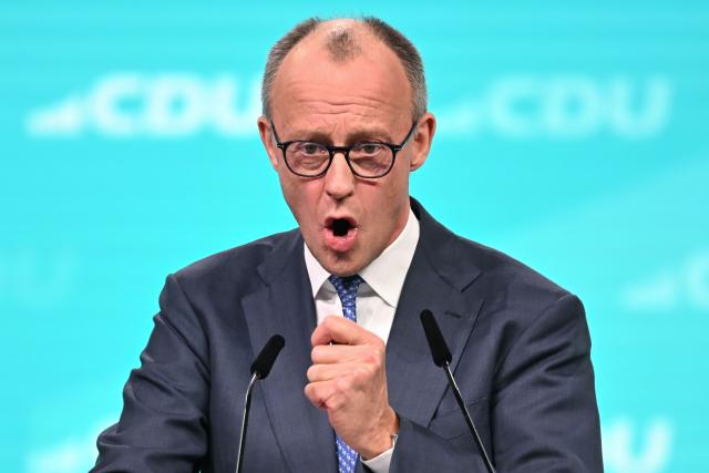 20 February 2026, Baden-Württemberg, Stuttgart: German Chancellor Friedrich Merz speaks at the CDU federal party conference. The CDU is re-electing its leadership bodies. For the third time in a row, Chancellor Friedrich Merz is the only candidate for the chairmanship. Photo: Katharina Kausche/dpa