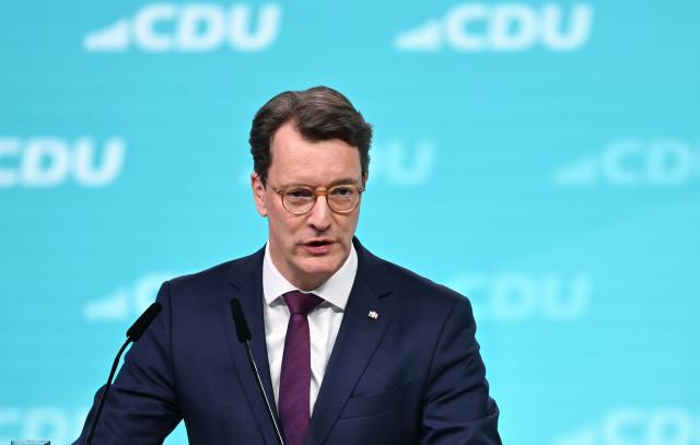 20 February 2026, Baden-Württemberg, Stuttgart: Hendrik Wüst (CDU), Minister President of North Rhine-Westphalia, speaks at the CDU federal party conference. The CDU elects its new leadership bodies. For the third time in a row, Chancellor Friedrich Merz is the only candidate for the chairmanship. Photo: Katharina Kausche/dpa