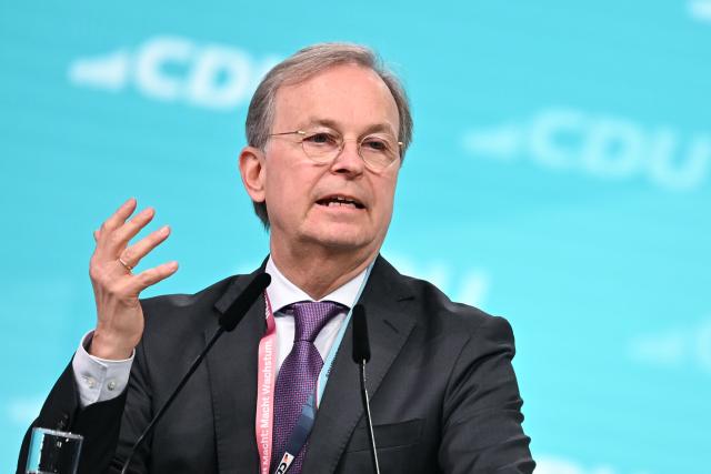 20 February 2026, Baden-Wuerttemberg, Stuttgart: Member of the German Bundestag Thomas Rachel speaks at the Christian Democratic Union of Germany (CDU) federal party conference. Photo: Katharina Kausche/dpa