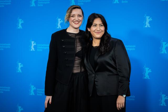 20 February 2026, Berlin: American filmmaker Beth de Araujo (R) and actress Eleonora Pienta attend the photocall for the film "Josephine" during the 76th Berlin International Film Festival. Photo: Christoph Soeder/dpa
