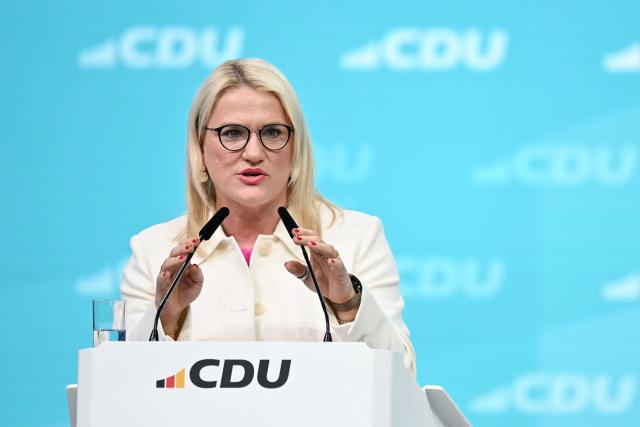 20 February 2026, Baden-Wuerttemberg, Stuttgart: Christian Democratic Union of Germany (CDU) deputy Secretary General Christina Stumpp speaks at the CDU federal party conference. Photo: Katharina Kausche/dpa