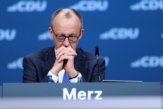 20 February 2026, Baden-Wuerttemberg, Stuttgart: German Chancellor and Christian Democratic Union of Germany (CDU) party leader Friedrich Merz takes part in the CDU federal party conference. Photo: Kay Nietfeld/dpa