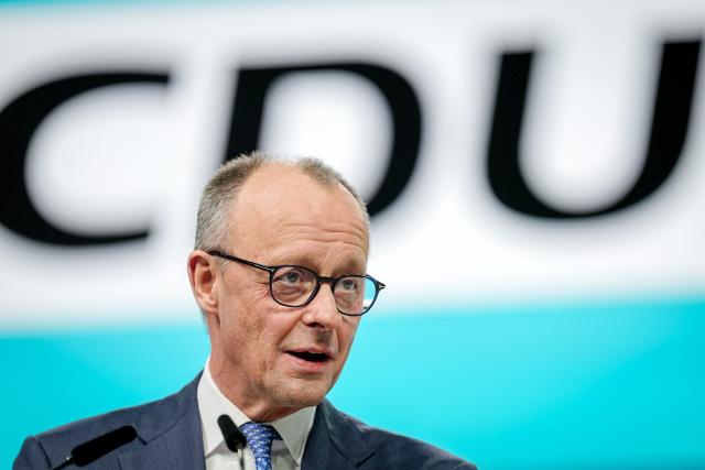 20 February 2026, Baden-Wuerttemberg, Stuttgart: German Chancellor and Christian Democratic Union of Germany (CDU) party leader Friedrich Merz speaks at the CDU federal party conference before the election of the federal chairman. Photo: Kay Nietfeld/dpa