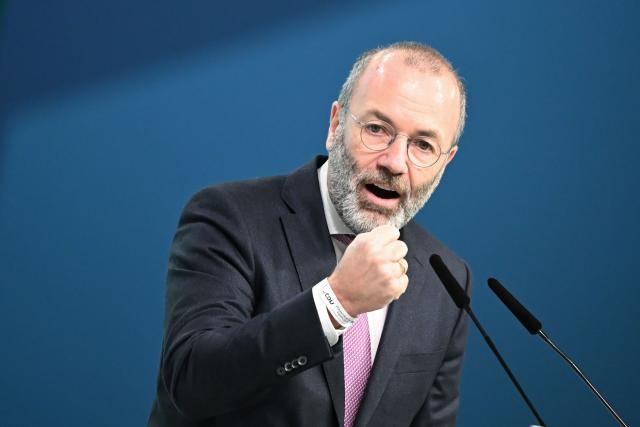21 February 2026, Baden-Württemberg, Stuttgart: Manfred Weber, Chairman of the EPP Group in the European Parliament, speaks at the CDU federal party conference. After the board elections, the second day of the party conference will focus on content. Among other things, motions on part-time work, restrictions on social media use for children and pension reform will be discussed. Photo: Katharina Kausche/dpa