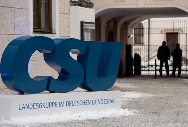 FILED - 04 January 2017, Bavaria, Seeon: The CSU logo is pictured at Seeon Abbey. Photo: Sven Hoppe/dpa