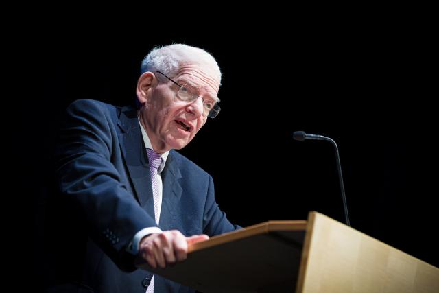 22 February 2026, Lower Saxony, Braunschweig: Josef Schuster, President of the Central Council of Jews in Germany, speaks at the opening of the exhibition "With Our Own Voice: 75 Years of the Central Council of Jews in Germany," which highlights the organization's history. Photo: Moritz Frankenberg/dpa