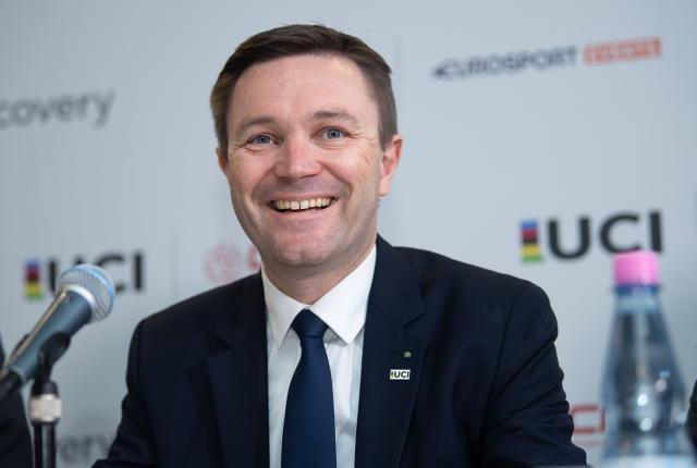 FILED - 01 March 2020, Berlin: David Lappartient, President of the International Cycling Union (Union Cycliste Internationale - UCI), attends a press conference. Photo: Sebastian Gollnow/dpa