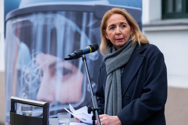 24 February 2026, Berlin: Barbara Slowik Meisel, Chief of Police of the Berlin Police, speaks at the opening of the Center for Professional Ethics and Reflection (ZER). The center prepares police trainees for difficult situations and helps them process traumatic experiences with the support of facilitators. Photo: Christophe Gateau/dpa