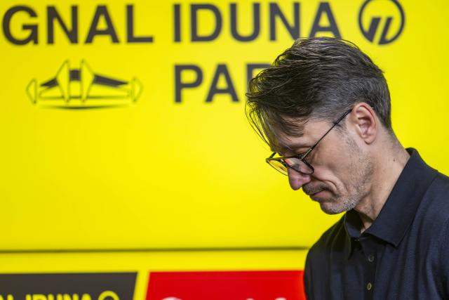 28 February 2026, North Rhine-Westphalia, Dortmund: Borussia Dortmund coach Niko Kovac leaves after attending a press conference following the German Bundesliga soccer match between Borussia Dortmund and FC Bayern Munich at Signal Iduna Park. Photo: David Inderlied/dpa - IMPORTANT NOTICE: DFL and DFB regulations prohibit any use of photographs as image sequences and/or quasi-video.
