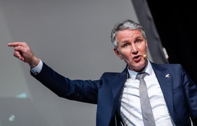 28 February 2026, Baden-Wuerttemberg, Reutlingen: Thuringia's Alternative for Germany (AfD) faction leader Bjoern Hoecke speaks at an AfD election campaign event in Reutlingen. Photo: Christoph Schmidt/dpa