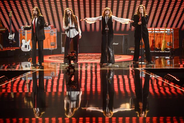 28 February 2026, Berlin: The musicians of Dreamboys The Band perform in the studio during the preliminary round of the Eurovision Song Contest. The German national final will decide which artist will represent Germany at the ESC in Vienna on May 16, 2026. Photo: Britta Pedersen/dpa