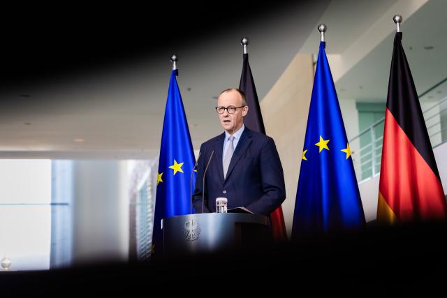 01 March 2026, Berlin: German Chancellor Friedrich Merz comments on the attacks on Iran at the Federal Chancellery. Photo: Christoph Soeder/dpa