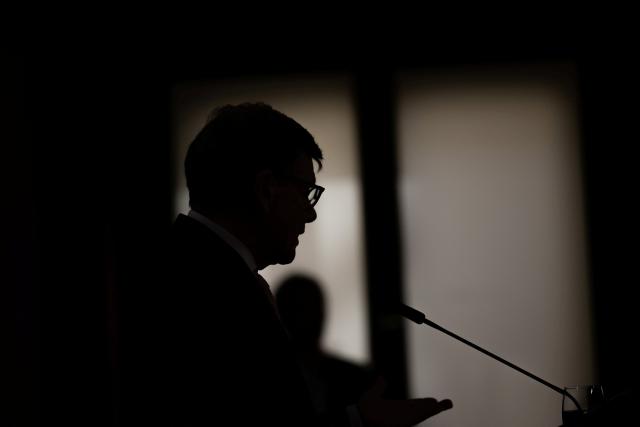 02 March 2026, Berlin: German Foreign Minister Johann Wadephul 
speaks at a press conference after a meeting of the crisis management team at the Foreign Ministry regarding the escalation of the Middle East conflict. Photo: Axel Schmidt/Reuters-Pool/dpa
