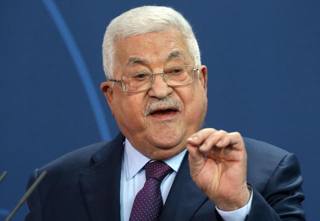 FILED - 16 August 2022, Berlin: Palestinian President Mahmoud Abbas speaks during a press conference in Berlin. Photo: Wolfgang Kumm/dpa