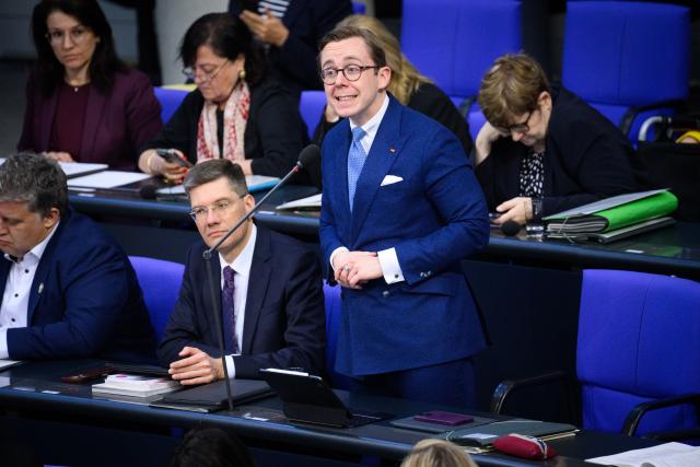 04 March 2026, Berlin: Parliamentary State Secretary in the Federal Ministry for Digitalization and State Modernization Philipp Amthor speaks during the government question time in the plenary session of the 21st legislative period in the German Bundestag. Photo: Bernd von Jutrczenka/dpa