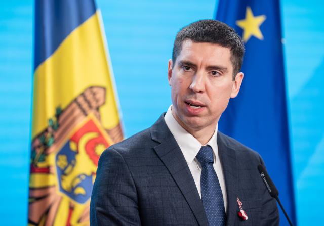 05 March 2026, Berlin: Moldovan Foreign Minister Mihail Popsoi speaks during a press conference with his German counterpart Johann Wadephul after their meeting at the Foreign Office. Photo: Michael Kappeler/dpa
