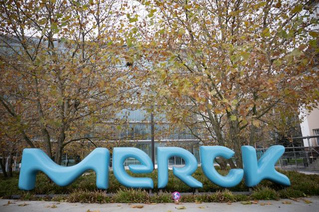FILED - 06 December 2022, Hessen, Darmstadt: The logo of the Merck pharmaceutical and chemical group is on a building at its headquarters in Darmstadt. Photo: Sebastian Gollnow/dpa