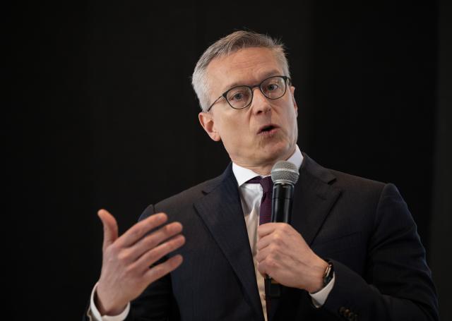 05 March 2026, Berlin: German Minister for Digital and Public Service Transformation Karsten Wildberger speaks during a press conference at the opening of the Google AI Center Berlin. Photo: Soeren Stache/dpa
