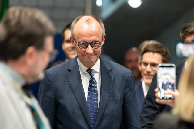 06 March 2026, Baden-Wuerttemberg, Stockach: German Chancellor Friedrich Merz attends the Christian Democratic Union of Germany (CDU) Baden-Wuerttemberg's campaign finale in the Jahnhalle in Stockach for the 2026 state election. Photo: Silas Stein/dpa