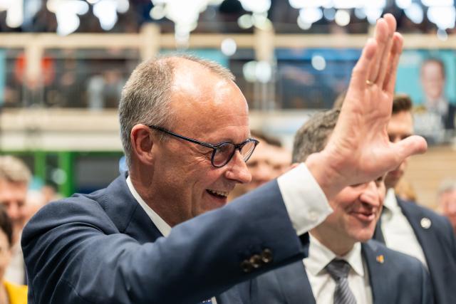06 March 2026, Baden-Wuerttemberg, Stockach: German Chancellor Friedrich Merz attends the Christian Democratic Union of Germany (CDU) Baden-Wuerttemberg's campaign finale in the Jahnhalle in Stockach for the 2026 state election. Photo: Silas Stein/dpa