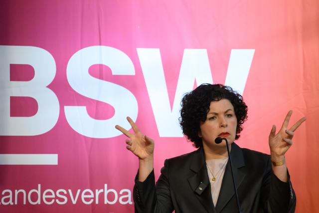 07 March 2026, Saxony-Anhalt, Magdeburg: Amira Mohamed Ali, Chairwoman of the BSW party, speaks to the delegates at the BSW Saxony-Anhalt state party conference. At the state party conference of the BSW Saxony-Anhalt, the delegates want to adopt the election program for the 2026 state elections. Photo: Klaus-Dietmar Gabbert/dpa