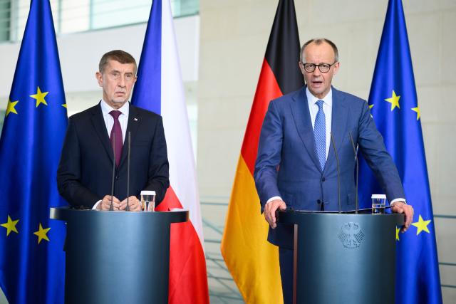10 March 2026, Berlin: Czech Prime Minister Andrej Babis (L) and German Chancellor Friedrich Merz hold a joint press conference following their meeting at the Federal Chancellery in Berlin. Photo: Bernd von Jutrczenka/dpa