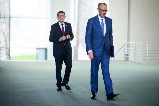 10 March 2026, Berlin: Czech Prime Minister Andrej Babis (L) and German Chancellor Friedrich Merz arrive for a joint press conference following their meeting at the Federal Chancellery in Berlin. Photo: Bernd von Jutrczenka/dpa