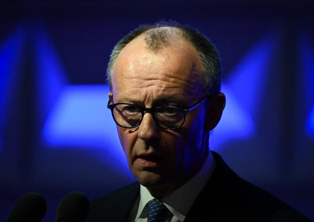 12 March 2026, Hesse, Wiesbaden: German Chancellor Friedrich Merz speaks during the ceremony to mark the 75th anniversary of the Federal Criminal Police Office (BKA). Photo: Soeren Stache/dpa