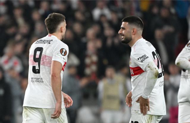 03 December 2026, Baden-Württemberg, Stuttgart: VfB Stuttgart's Deniz Undav celebrates his goal with Ermedin Demirovic during the UEFA Europa League soccer match between VfB Stuttgart and FC Porto at the MHPArena. Photo: Marijan Murat/dpa