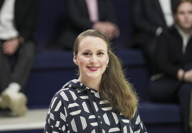 12 March 2026, Rhineland-Palatinate, Mainz: Left Party lead candidate Rebecca Ruppert participates in the SWR 'Wahlarena' at the Alte Lokhalle in Mainz during the Rhineland-Palatinate state election campaign. Photo: Andreas Arnold/dpa