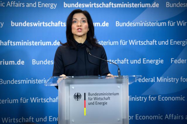 13 March 2026, Berlin: Katherina Reiche, Germany's Minister for Economic Affairs and Energy, addresses a press conference at the German Ministry for Economic Affairs and Energy following the top-level meeting of the Future of Industry Alliance and the presentation of its joint policy paper. Photo: Bernd von Jutrczenka/dpa