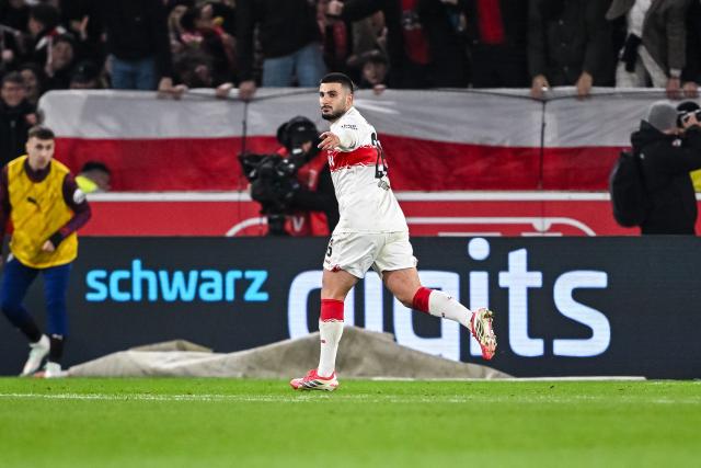 15 March 2026, Baden-Wuerttemberg, Stuttgart: Stuttgart's Deniz Undav celebrates scoring his side's first goal during the German Bundesliga soccer match between VfB Stuttgart and RB Leipzig at MHPArena. Photo: Harry Langer/dpa - WICHTIGER HINWEIS: Gemäß den Vorgaben der DFL Deutsche Fußball Liga bzw. des DFB Deutscher Fußball-Bund ist es untersagt, in dem Stadion und/oder vom Spiel angefertigte Fotoaufnahmen in Form von Sequenzbildern und/oder videoähnlichen Fotostrecken zu verwerten bzw. verwerten zu lassen.