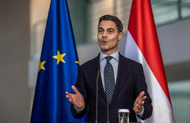 16 March 2026, Berlin: Dutch Prime Minister Rob Jetten speaks during a press conference with German Chancellor Friedrich Merz after their meeting at the Federal Chancellery. Photo: Michael Kappeler/dpa