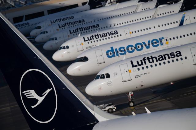 FILED - 12 March 2026, Hesse, Frankfurt/Main: Lufthansa passenger planes are parked at Frankfurt Airport. Photo: Florian Wiegand/dpa