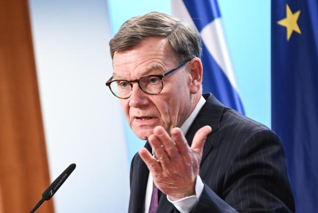 17 March 2026, Berlin: Johann Wadephul, German Foreign Minister, holds a joint press conference with his Greek counterpart, Giorgos Gerapetritis. Photo: Britta Pedersen/dpa