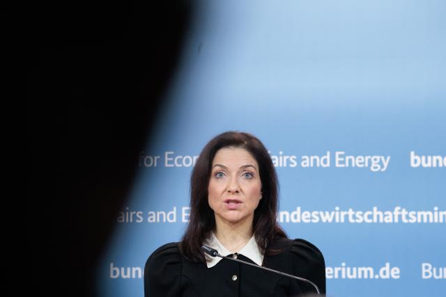 17 March 2026, Berlin: Katherina Reiche, Germany's Minister for Economic Affairs and Energy, speaks during a press statement at the German Ministry for Economic Affairs and Energy. Photo: Carsten Koall/dpa