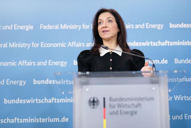 17 March 2026, Berlin: Katherina Reiche, Germany's Minister for Economic Affairs and Energy, speaks during a press statement at the German Ministry for Economic Affairs and Energy. Photo: Carsten Koall/dpa