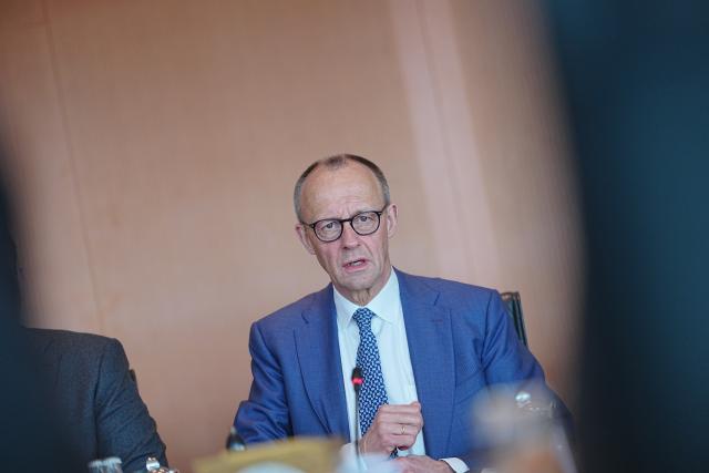 18 March 2026, Berlin: Germany's Chancellor Friedrich Merz sits ahead of the Federal Cabinet meeting at the Chancellery. French Foreign Minister Jean-Noel Barrot attends the meeting as a guest. Photo: Michael Kappeler/dpa