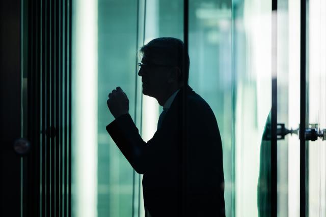18 March 2026, Berlin: German Minister of State for Culture and Media Wolfram Weimer stands in an elevator as he leaves the Committee on Culture and Media in the Paul Loebe Building of the German Bundestag. Photo: Christoph Soeder/dpa