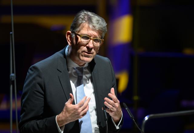 18 March 2026, Saxony, Leipzig: German Minister of State for Culture and Media Wolfram Weimer speaks during the opening of The Leipzig Book Fair at the Gewandhaus. Photo: Hendrik Schmidt/dpa