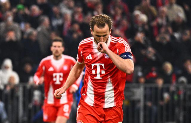 18 March 2026, Bavaria, Munich: Bayern Munich's Harry Kane celebrates scoring his side's first goal during the UEFA Champions League Round of 16, Second Leg soccer match between Bayern Munich and Atalanta Bergamo at the Allianz Arena. Photo: Tom Weller/dpa