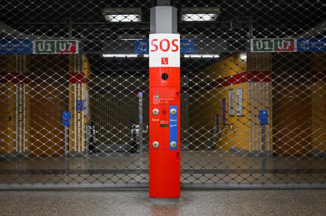 19 March 2026, Bavaria, Munich: A barrier is seen at a closed subway station during a warning strike. The Verdi union has called for warning strikes in public transportation across several states. Photo: Sven Hoppe/dpa