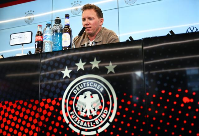 19 March 2026, Hesse, Frankfurt_Main: German National soccer team coach Julian Nagelsmann speaks during a press conference on the squad announcement. Photo: Florian Wiegand/dpa