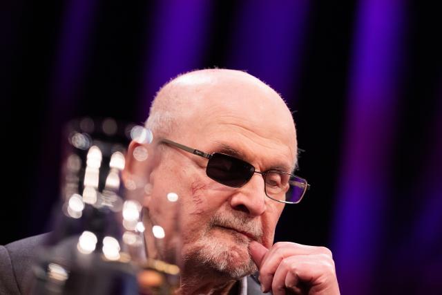 20 March 2026, North Rhine-Westphalia, Cologne: British-Indian writer Salman Rushdie sits on stage at the Funkhaus as part of the Lit.Cologne literary festival. Photo: Rolf Vennenbernd/dpa