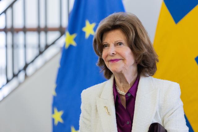 23 March 2026, North Rhine-Westphalia, Duesseldorf: Queen Silvia of Sweden is pictured at the State Chancellery of North Rhine-Westphalia. Photo: Rolf Vennenbernd/dpa