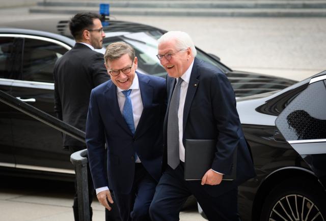 24 March 2026, Berlin: German President Frank-Walter Steinmeier and German Foreign Minister Johann Wadephul attend the 75 years of the re-establishment of the German Foreign Office anniversary event at the German Foreign Office in Berlin. The Office was re-established after the Second World War on March 15, 1951. Photo: Bernd von Jutrczenka/dpa