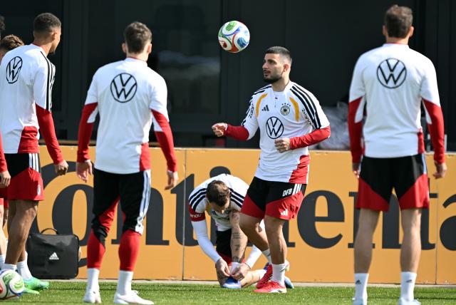 24 March 2026, Bavaria, Herzogenaurach: Germany's Deniz Undav in action during the team's training session ahead of the FIFA World Cup qualifying soccer match against Switzerland. Photo: Federico Gambarini/dpa