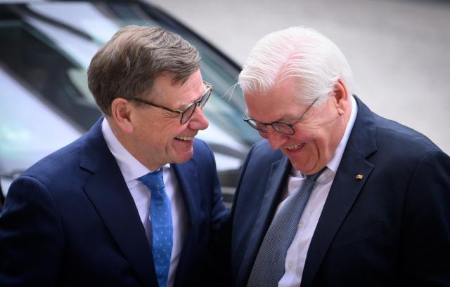 24 March 2026, Berlin: German President Frank-Walter Steinmeier and German Foreign Minister Johann Wadephul attend the 75 years of the re-establishment of the German Foreign Office anniversary event at the German Foreign Office in Berlin. The Office was re-established after the Second World War on March 15, 1951. Photo: Bernd von Jutrczenka/dpa