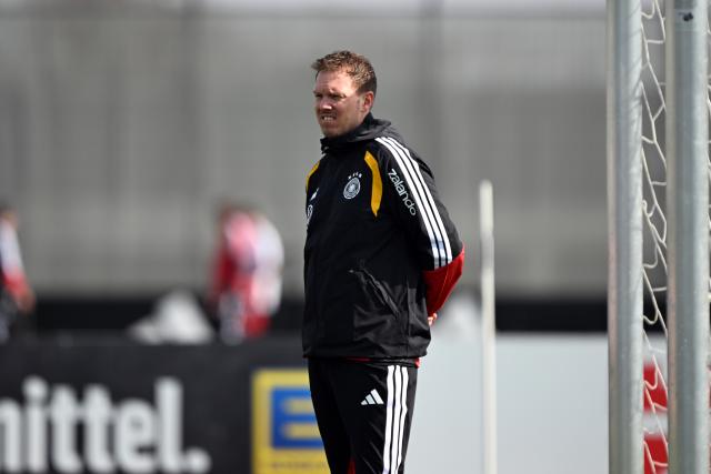24 March 2026, Bavaria, Herzogenaurach: German national coach Julian Nagelsmann leads the team's training session ahead of the FIFA World Cup qualifying soccer match against Switzerland. Photo: Federico Gambarini/dpa