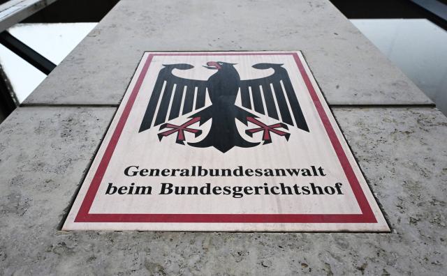 FILED - 04 March 2024, Baden-Württemberg, Karlsruhe: A sign with a federal eagle and the words "General Federal Prosecutor at the Federal Court of Justice", is pictured taken in front of the Federal Public Prosecutor's Office. Photo: Uli Deck/dpa